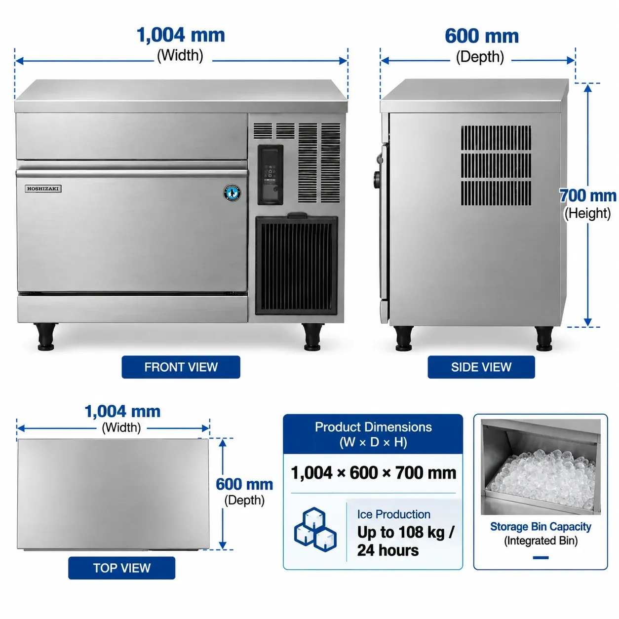 IM CUBE Ice Maker 108 Kg/24h – 38 Kg Storage Bin – IM-130CPE Hoshizaki - 2