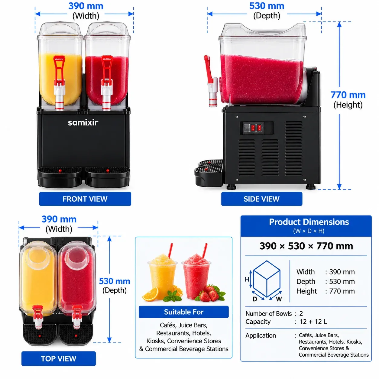 Twin Slush Machine – SLUSH24.BL / SLUSH24.YL SAMIXIR - 2
