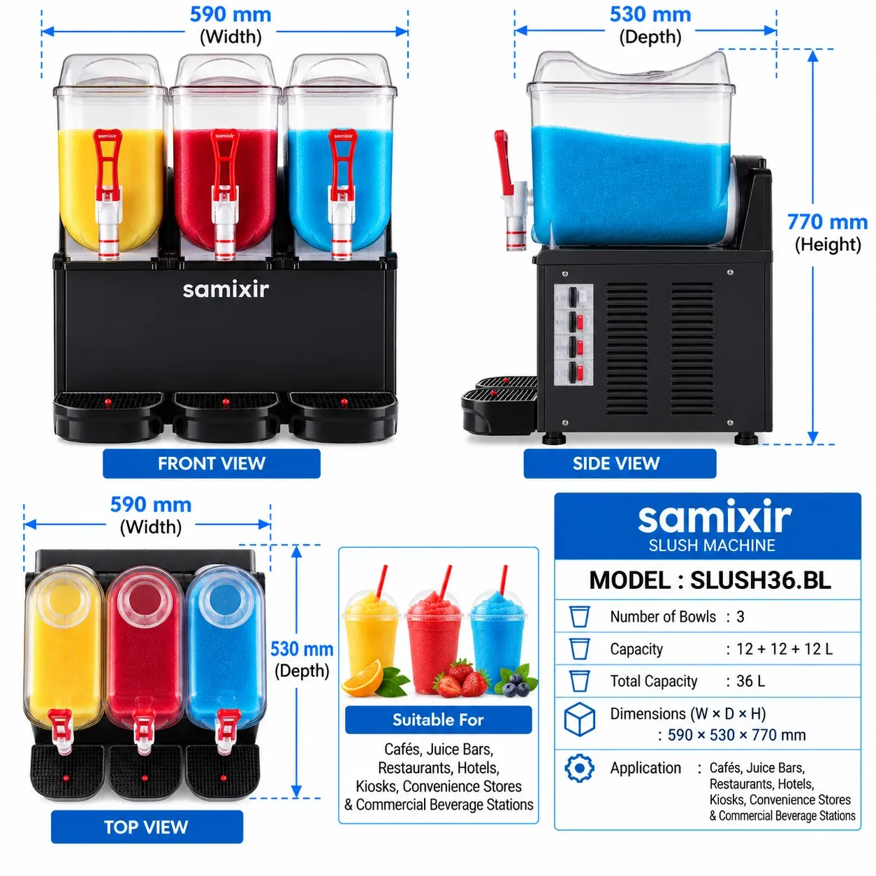 Triple Slush Machine – SLUSH36.BL / SLUSH36.YL SAMIXIR - 2